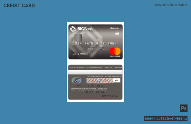 Beispielvorschau der BICBank Platinum Mastercard aus Kambodscha
